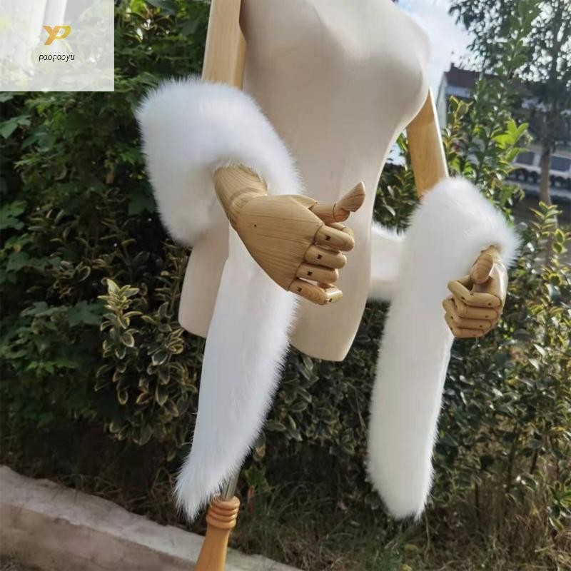 Ppy Nữ Dài Lông Giả Khăn Choàng Cô Dâu Trộm Che Mùa Đông Mềm Mại Bolero Khăn 70 x 6 3 Inch Cho Giáng Sinh Hiển Thị Đám Cưới Da