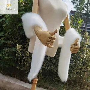 Ppy Nữ Dài Lông Giả Khăn Choàng Cô Dâu Trộm Che Mùa Đông Mềm Mại Bolero Khăn 70 x 6 3 Inch Cho Giáng Sinh Hiển Thị Đám Cưới Da