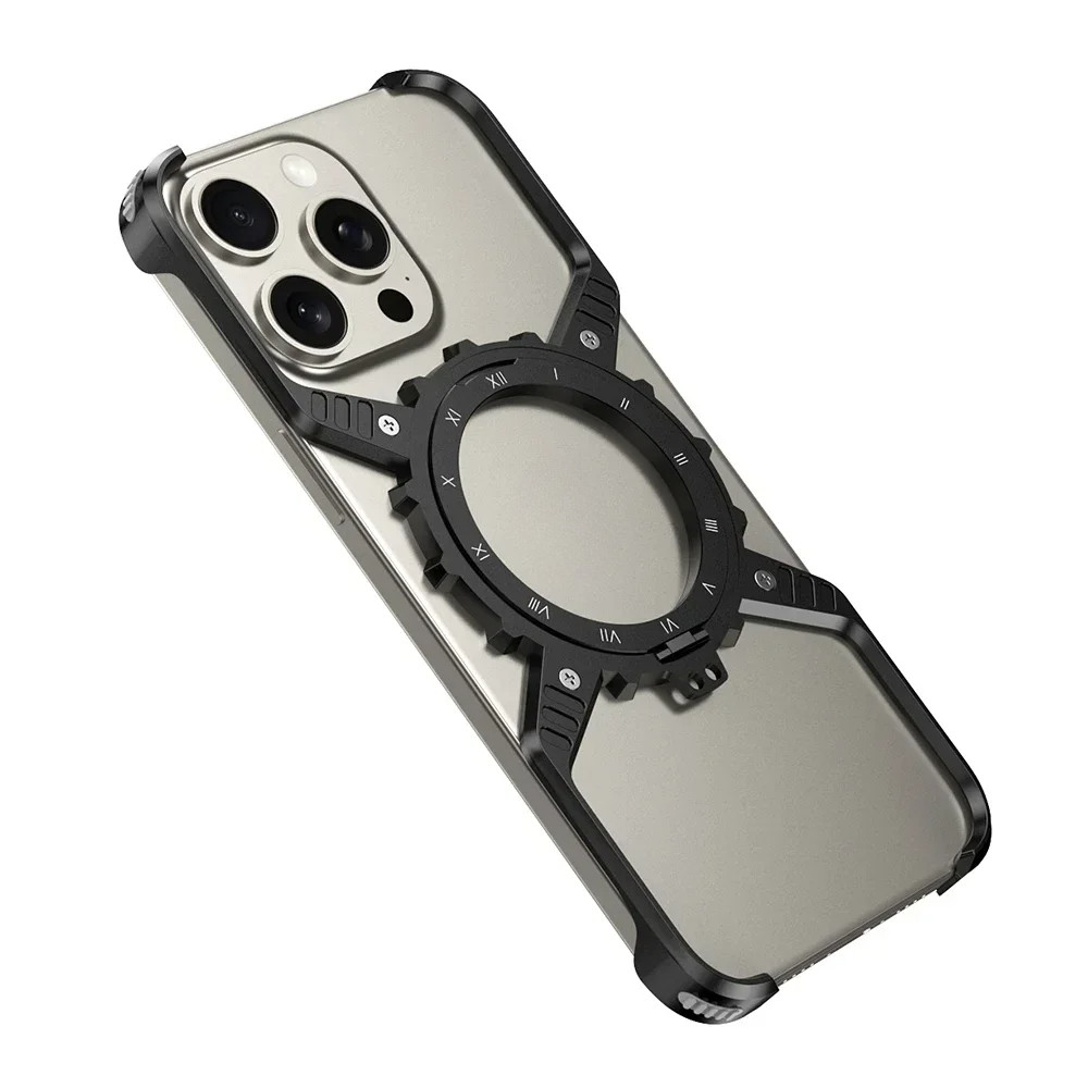 Kim Loại Từ Tính Dành Cho iphone 17 16 Pro Max Cover 16 Plus 15 14 13 Hợp Kim Nhôm Không Vành Cản Tích Hợp 360° Giá đỡ vô hình