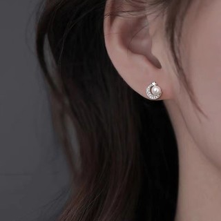 Bông tai ngọc trai bạc S925 Trang sức thời trang đơn giản Quà tặng nữ