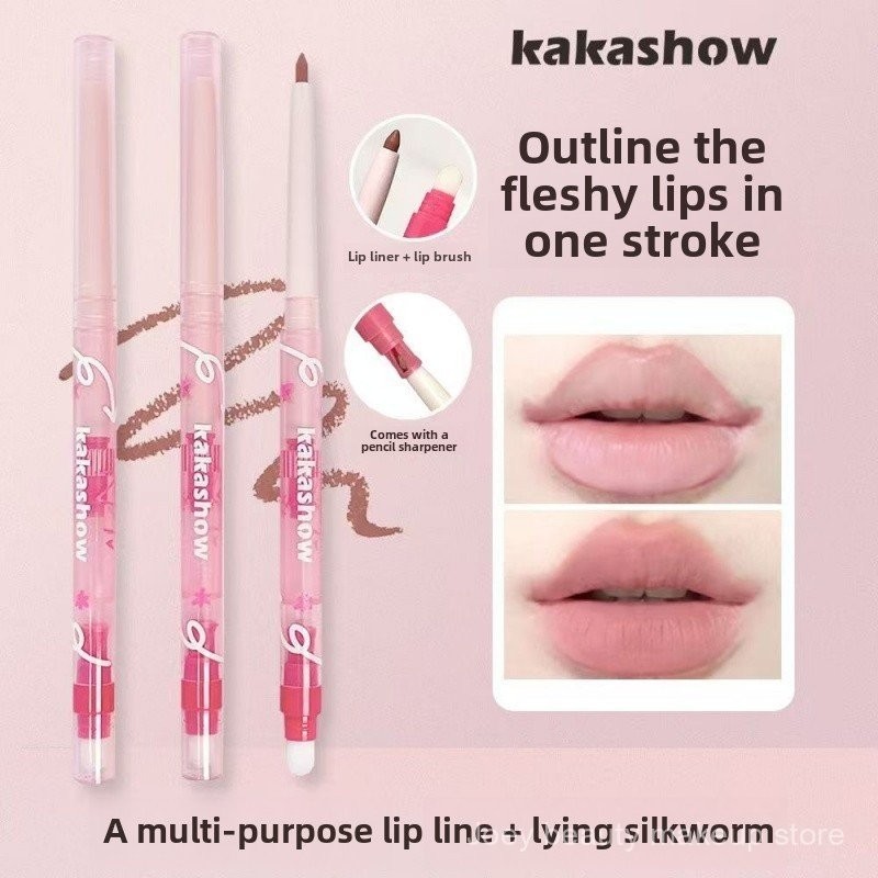 Kakashow Misty DUDU môi lót kakashow 雾感MAGMAG线笔 phác thảo hình dạng môi lâu dài màu vẽ mờ màu Trần Đầu Kép với đầu bàn chải đôi kết thúc phác thảo môi lót wayz