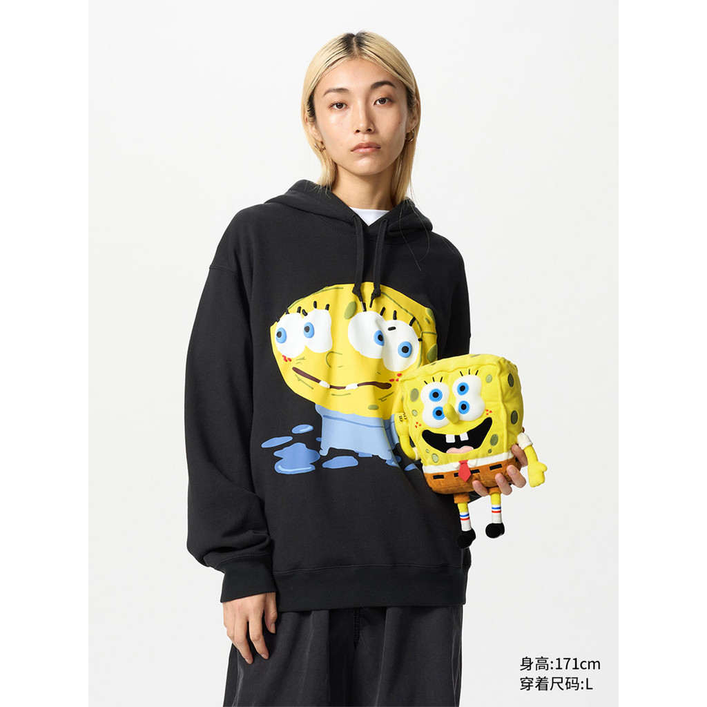 [Chất lượng cao] Cặp đôi nam nữ dành cho cha mẹ và con cái UT SpongeBob SquarePants in hình áo len có mũ trùm đầu rộng rãi Áo len dài tay 477905