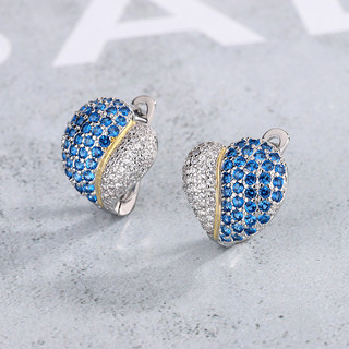 Châu Âu Mỹ ins Phong Cách Mới Màu Kim Cương Tình Yêu Hình Trái Tim Đỏ Bông Tai Corundum Nữ