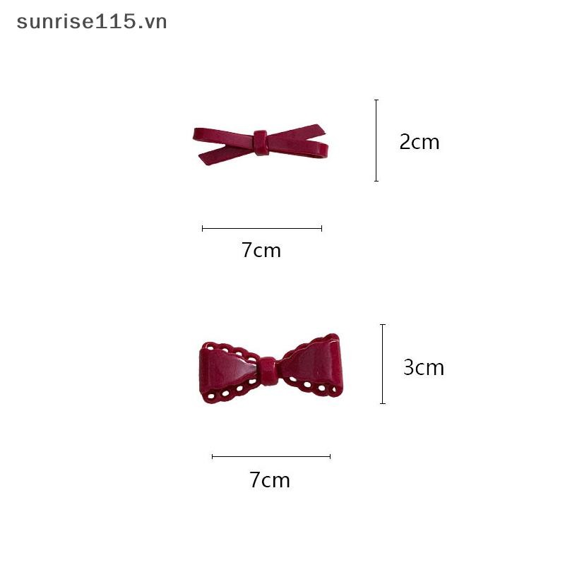 Srvn Đỏ Pháp Nơ Bên Kẹp Cho Bé Gái Vintage Ngọt Ngào Acetate Vuốt Tóc Barrettes Hợp Thời Trang Hàng Ngày Phụ Kiện Tóc.