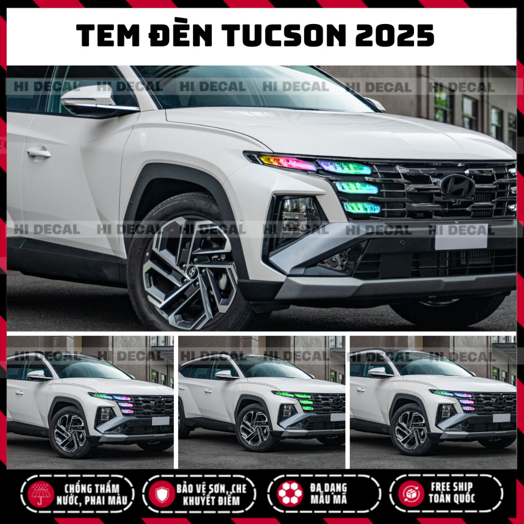 Tucson 2025 Tem dán đèn Tucson 2025 facelift, đổi màu đèn xe mới nhất tem trang trí dán đèn xe chống nước bền màu