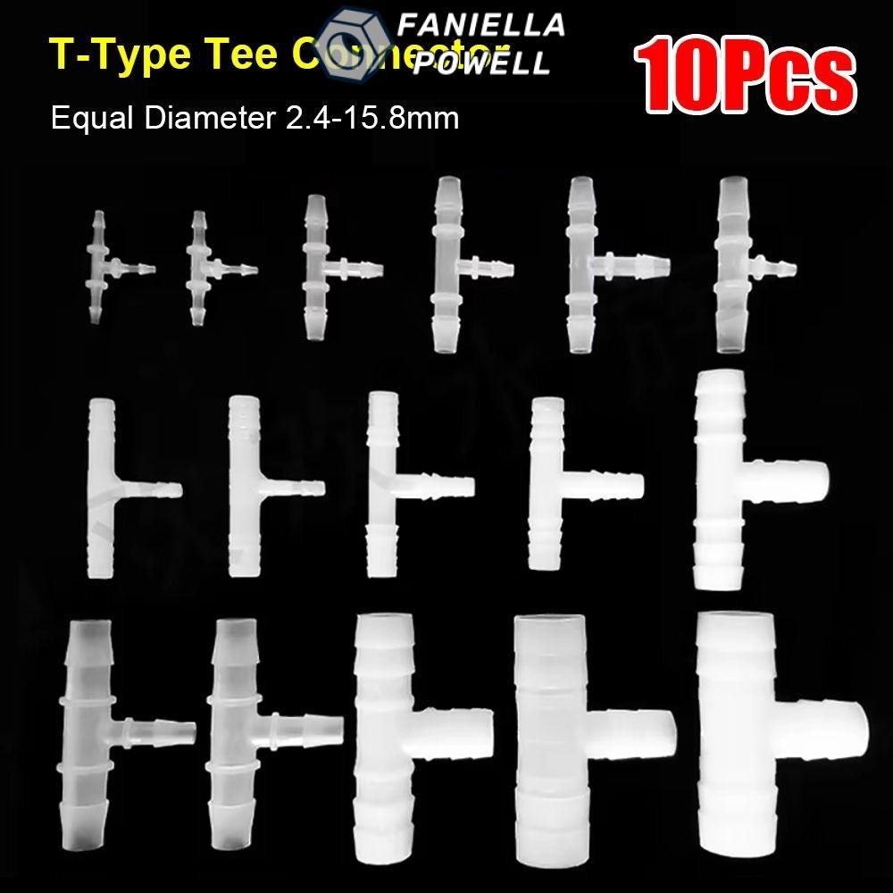 FANIELLAPOWELL 10 Đầu nối 3 chiều, Đầu nối Tee loại T có đường kính bằng nhau PP PE, Phụ kiện ống nhựa mềm 1,6-15,8mm bền bỉ cho phụ kiện bể cá