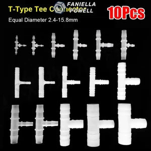 FANIELLAPOWELL 10 Đầu nối 3 chiều, Đầu nối Tee loại T có đường kính bằng nhau PP PE, Phụ kiện ống nhựa mềm 1,6-15,8mm bền bỉ cho phụ kiện bể cá