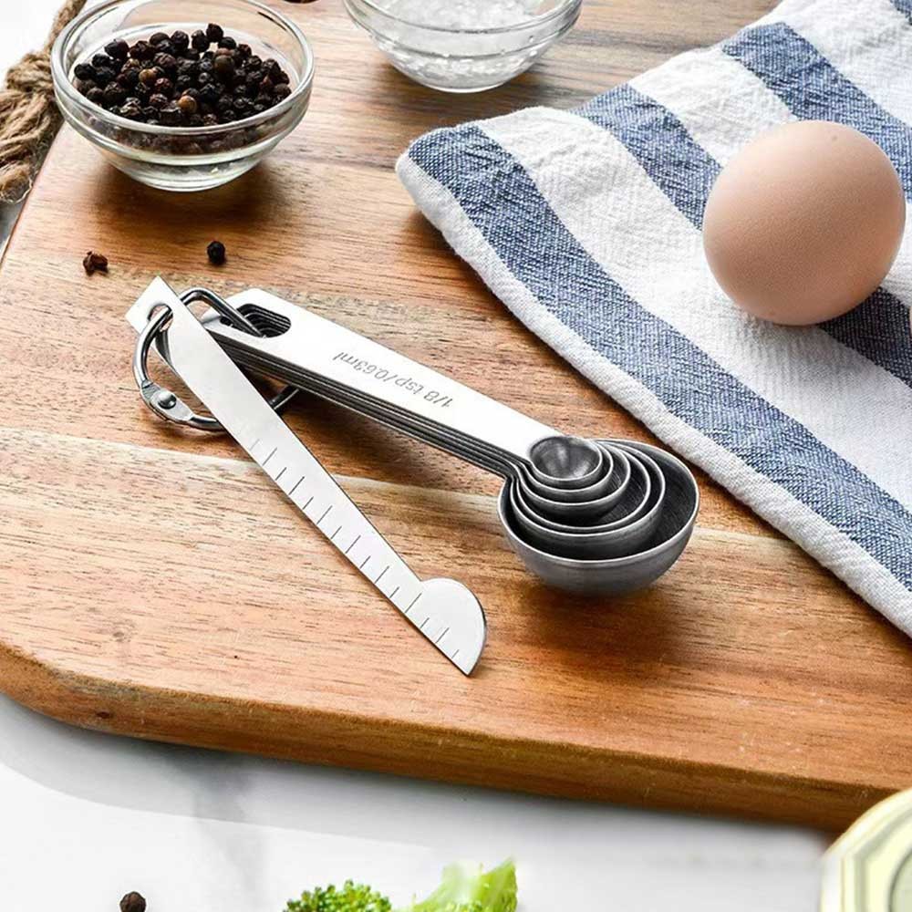 6pcs Stainless Steel Measuring Spoon Measuring Cup Set Measuring Cups Spoons Kitchen Baking Cooking