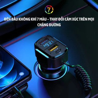 Bộ Sạc Xe Hơi K4 Myd.23 Cáp Sạc 3 Trong 1 Lò Xo USB Kép Dành Cho Ô Tô Hỗ Trợ PD 20W
