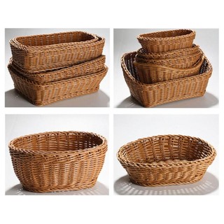 JIGK Bánh Mì Rau Quả Giỏ, Độ Cứng 10 Kiểu Mây Wicker Dệt Giỏ Phục Vụ, Giỏ Mây Gia Đình Dệt Tay Nhà Hàng Phục Vụ Màn Hình Để Bàn