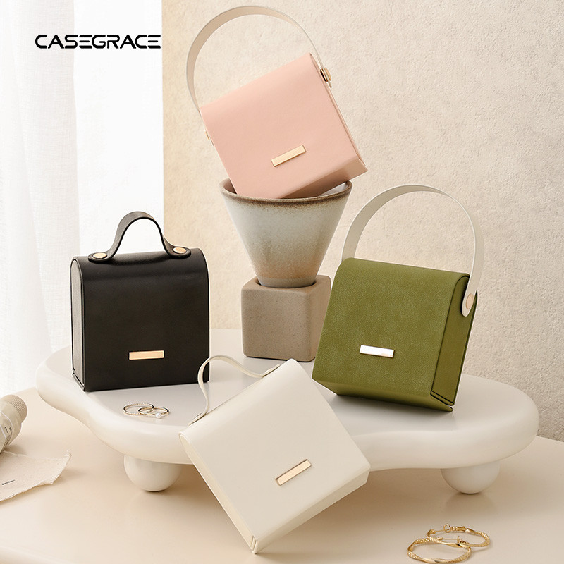 CASEGRACE Hộp Trang Sức Người Tổ Chức Hộp Trang Sức Có Tay Cầm Hộp Bảo Quản Trang Sức Bộ Sưu Tập Đồng Hồ Vòng Cổ Bông Tai Hộp Quà Tặng