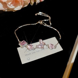 Vòng tay bướm hồng Zircon, tươi tắn ngọt ngào, vòng tay thiết kế thích hợp, nhẹ nhàng sang trọng, cao cấp, thời trang và đa năng phụ kiện dành cho nữ
