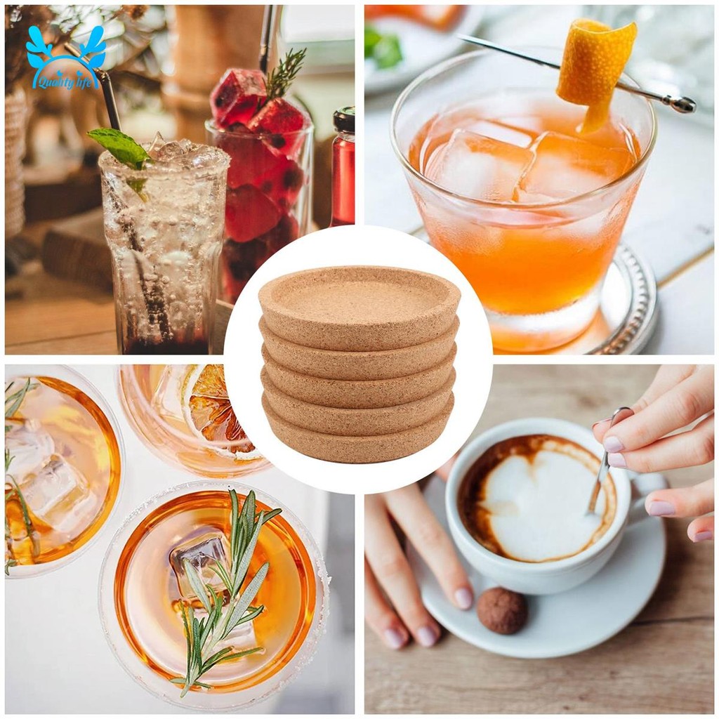 5 Chiếc Nút Chai Coaster Cho Đồ Uống Đế Lót Ly, Nước Chịu Nhiệt Có Thể Tái Sử Dụng Đế Lót Ly Tròn Tự Nhiên Cho Nhà Hàng Và Thanh