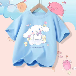 2025 Cinnamoroll Bé Gái Tay Ngắn Tee Hoạt Hình Dễ Thương Mùa Hè Trẻ Em Trang Phục Nhân Vật In Áo Thun