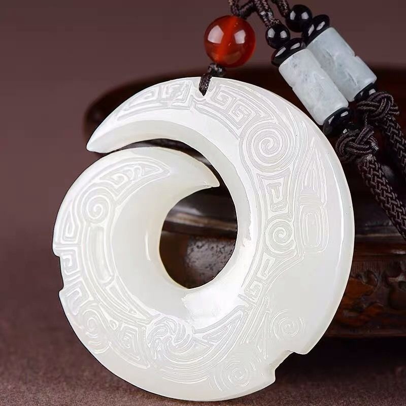 Mặt dây chuyền ngọc bích trắng tự nhiên Nam Nữ Mặt dây chuyền ngọc bích trắng Trang sức mặt dây chuyền