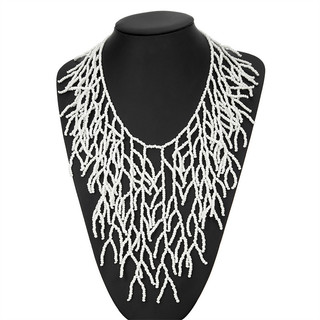 Tua Rua San Hô Nhánh Hình Vòng Cổ Handmade Hạt Gạo Áo Len Dây Chuyền Phóng Đại
