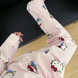 Hellokitty Bộ Đồ Ngủ Mèo Nữ Xuân Thu Hàng Mới Về Sọc Dài Tay Phong Cách Nhật Bản Hoạt Hình Sinh Viên Nhà Quần Áo Phù Hợp Với Mặc Ngoài