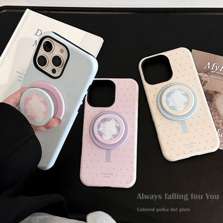 [Sheren] Vỏ điện thoại có giá đỡ từ tính kim cương chấm bi Thích hợp cho i16 15 14 13 12 11 pro max Vỏ bảo vệ chống sốc