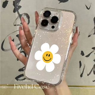 Ins Hàn Quốc Nhật Bản Hoa Nụ Cười Dễ Thương Đơn Giản Lấp Lánh Bling Vỏ Cho iPhone 11 16 16E 15 14 13 12 Pro Xs Max XR X 7 8 Plus SE Vỏ Điện Thoại TPU Mềm Vỏ Bảo Vệ Vỏ Trong Suốt