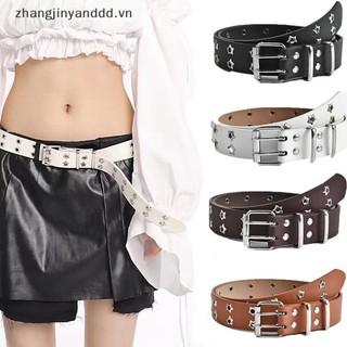 # yanddd # Thời Trang Nam Nữ Phong Cách Punk Dây Xích Thắt Lưng Có Thể Điều Chỉnh Ngôi Sao Rỗng Đôi Khóa Khóa Kim Loại Da Quần Jean Dây Thắt Lưng.