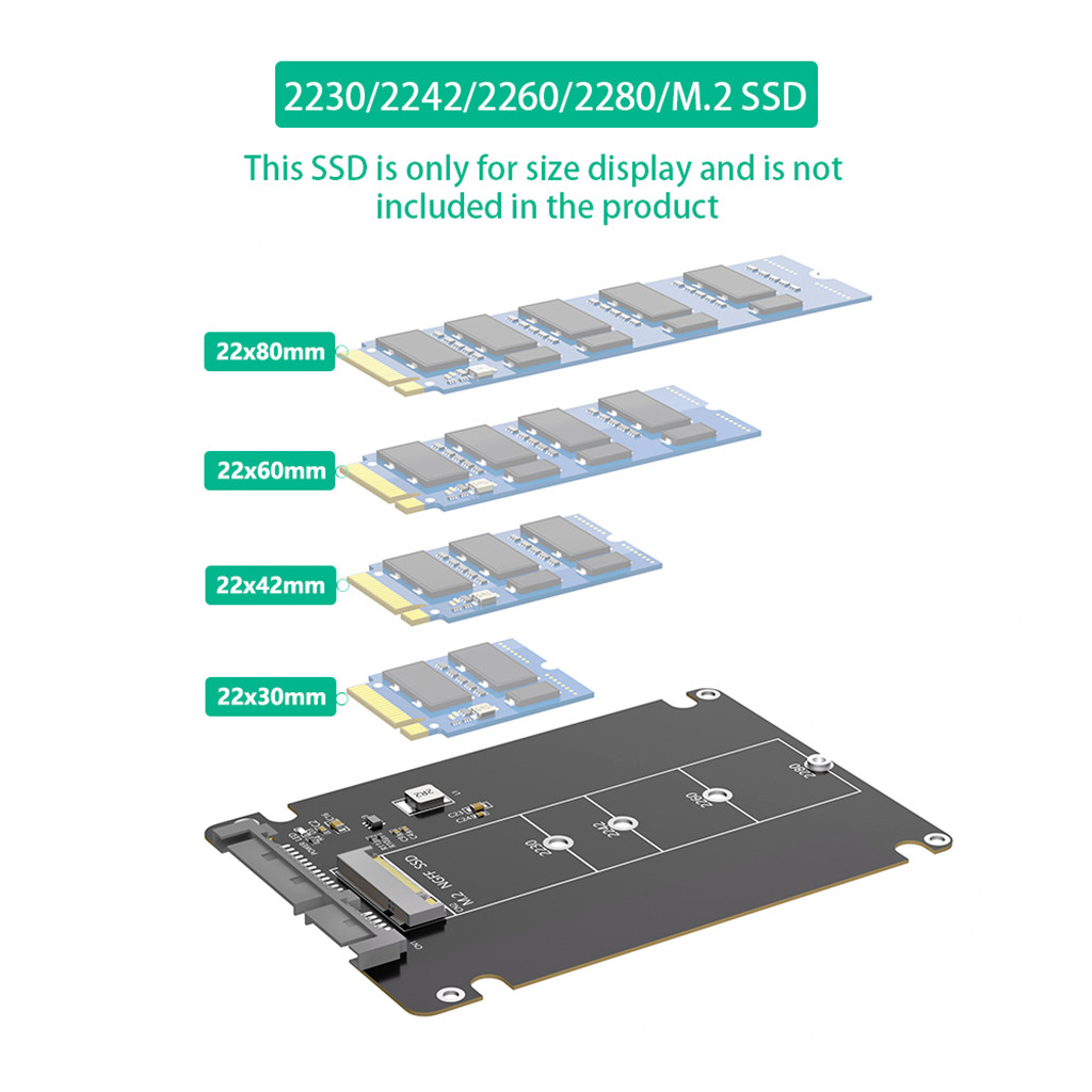 Jmt M.2 NGFF Sang 2.5 SATA SSD Vỏ B & M Key SATA Sang 2.5 Inch SATA 3.0 Ổ Đĩa Cứng Thẻ Chuyển Đổi Với Vỏ Nhựa 7mm