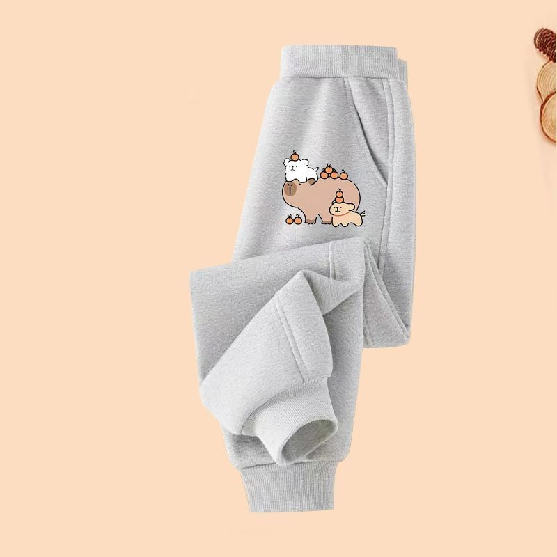 Quần Jogger Ấm Áp Trẻ Em 2024 Quần In Capybara Thời Trang Cho Bé Gái
