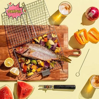 Pnpia Giỏ Nướng Inox Lớn Gấp Giỏ Nướng Di Động Cắm Trại Ngoài Trời Giá BBQ Cho Phụ Kiện Nấu Ăn Boutique