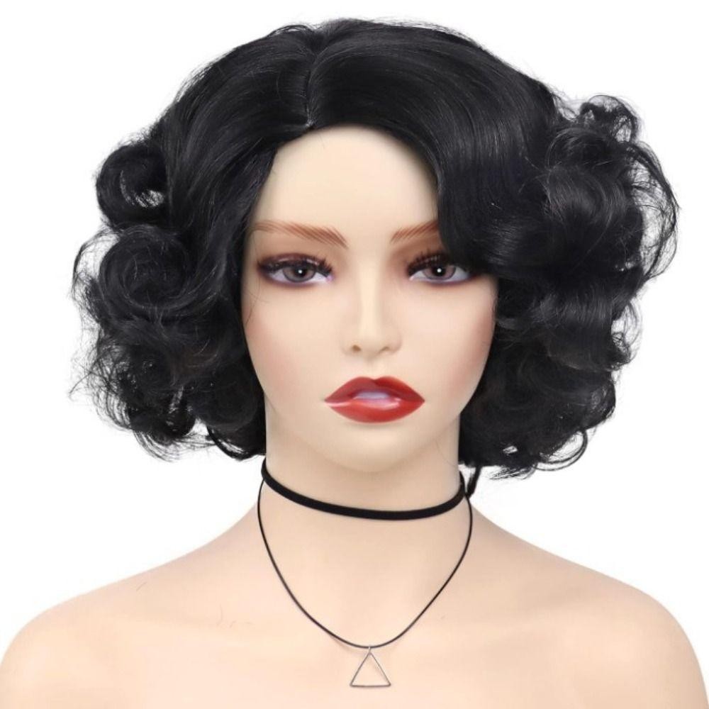 LACYES Tóc Giả Bob Ngắn Xoăn Sóng, Hóa Trang Halloween/Cosplay, Tóc Giả Tổng Hợp Tự Nhiên
