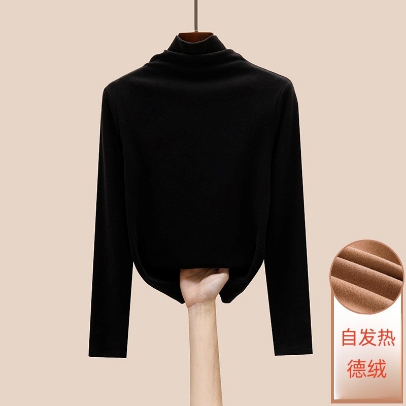 Áo giữ ấm áo mặc trong nhung Đức hai mặt cổ cao cho nữ áo thun dài tay mẫu mới thu đông năm 2024 cho nữ áo cổ cọc mặc trong và ngoài