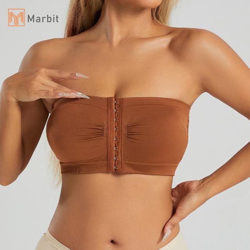 Marbit Gợi Cảm Nút Trước Dây Áo Ngực Cho Nữ Không Dây Liền Mạch Bralettes Nữ Áo Ngực Không Dây Hỗ Trợ Mềm Plus Kích Thước Ống Top Mới