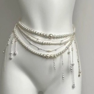 CAPA Dây Xích Eo với Tua Rua và Ngọc Trai Hoa, Phù Hợp Cho Tiệc Tụng và Hàng Ngày