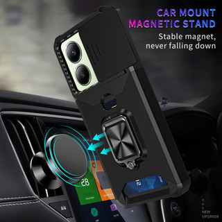 Dành Cho Redmi Note 13 4G Ốp Lưng Có Trượt Camera Bao Đựng Thẻ Vòng Chân Đế Chịu Lực Bảo Vệ Mỏng Bao Da