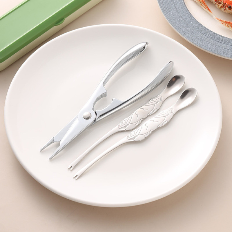 Bộ Dụng Cụ Ăn Hải Sản 3 Món KooBee Kìm Kẹp Càng Cua Ghẹ Inox 304 Không Gỉ Cao Cấp  | 219