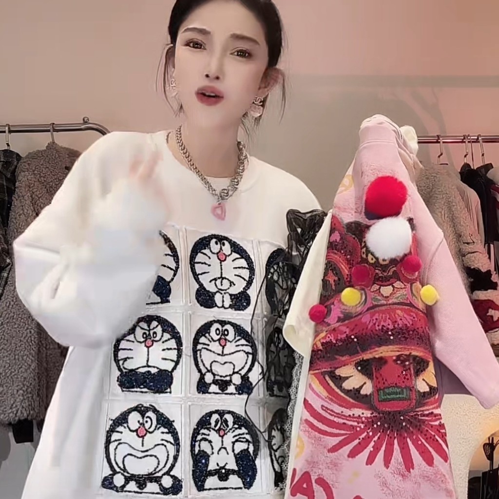 Áo thun ngắn tay Cotton nguyên chất màu hồng dành cho nữ Slimer Look Sequined thêu hàng đầu