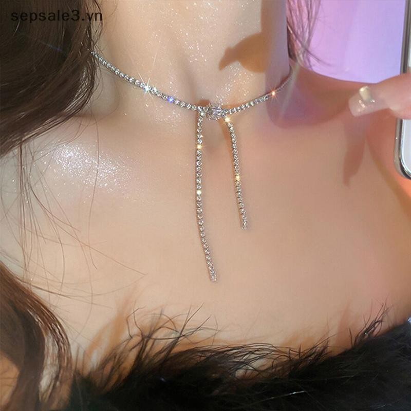 # VN # Vòng cổ Choker vuông Zircon sáng bóng sang trọng dành cho nữ Vòng cổ chuỗi xương đòn pha lê Quà tặng trang sức đám cưới.
