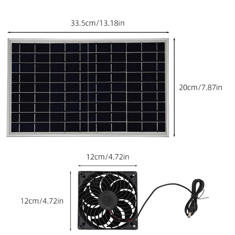 PCF * Quạt xả chạy bằng năng lượng mặt trời chuyên nghiệp Quạt thông gió gia đình 10W Quạt chạy bằng bảng điều khiển năng lượng mặt trời Máy hút không khí Dễ dàng để