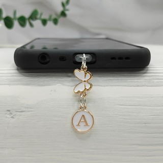 Điện Thoại Di Động Chống Bụi Cắm Tự Làm Bướm Trắng Tiếng Anh Có Chữ Mặt Dây Chuyền Mặt Dây Chuyền Trang Trí Điện Thoại Di Động