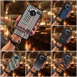 Giá Đỡ Điện Thoại Chống Bụi Ốp Lưng Điện Thoại Sharp Aquos R7 / SH-52C Vỏ Mềm Màu Trơn Dây Đeo Tay Chống Sốc Dây Đeo Tay Chống Bụi Bẩn Đơn Giản Hình Học Silicon Thiết Kế Thời Trang Thương Mại