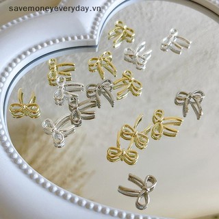 [savemoneyeveryday] 10 Chiếc Bow Deco Nail Art Charm 3D Bạc / Vàng Nơ Ruy Băng Trang Trí Móng Tay Phần DIY Phụ Kiện Làm Móng Tay Sang Trọng [vn]