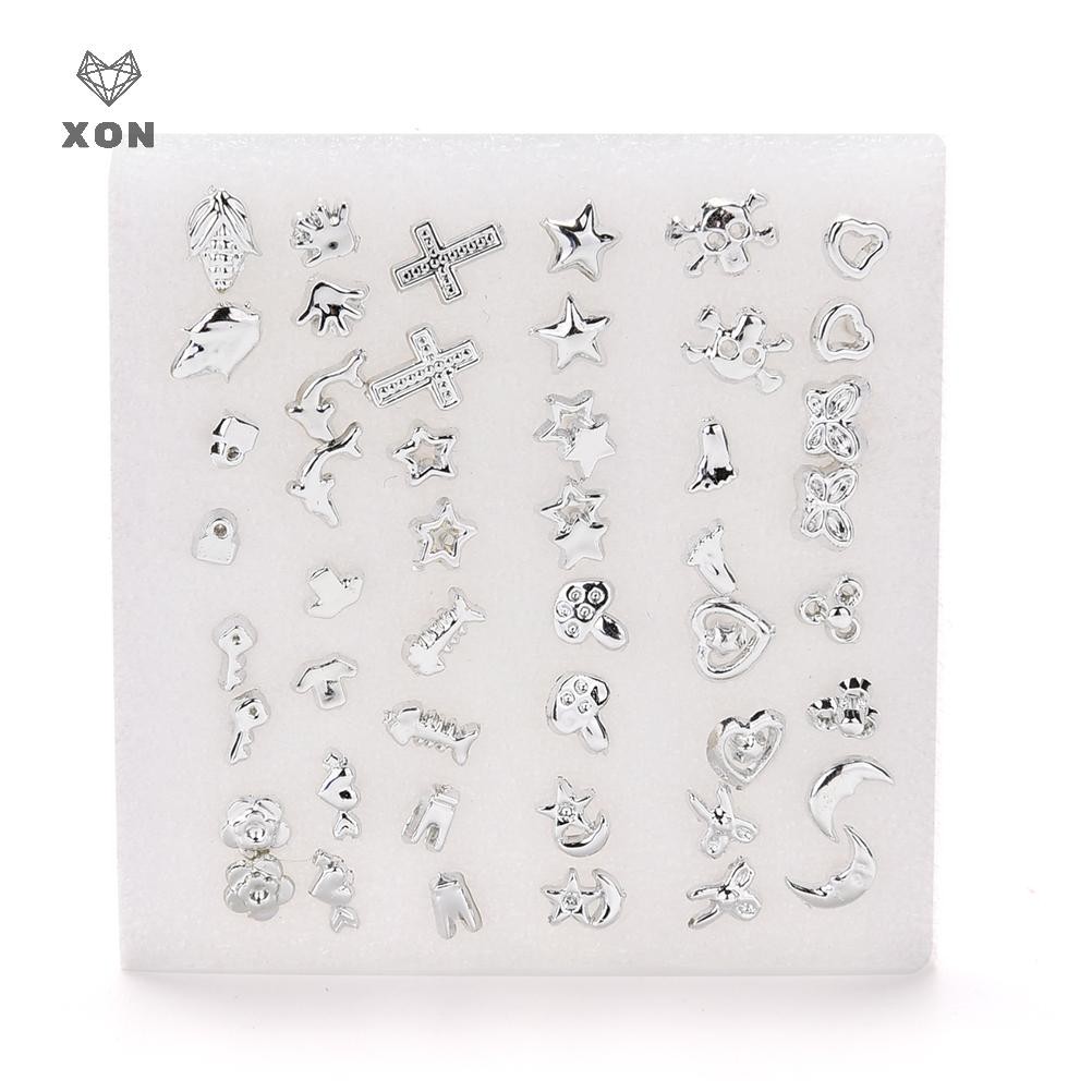 XON Set 24 đôi khuyên tai nhựa mạ bạc thời trang