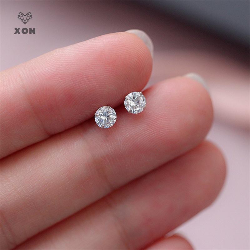 [XON] 1 Đôi Bông Tai Zircon Four Prong Đơn Giản Cho Nữ [VN]
