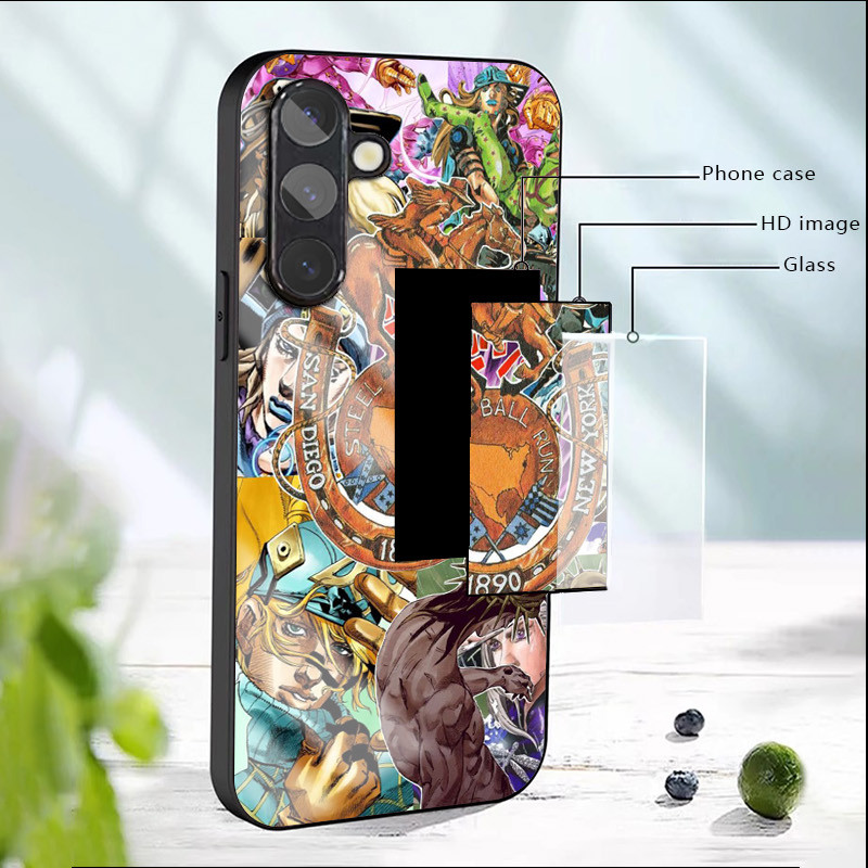 Ốp điện thoại thủy tinh Jojo Bizarre Adventure 09 cho Samsung Galaxy S9 Plus S10 S10e S20 FE S20 Plus S21 S22 S23 S24 Ultra S25