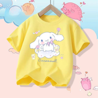 2025 Cinnamoroll Bé Gái Tay Ngắn Tee Hoạt Hình Dễ Thương Mùa Hè Trẻ Em Trang Phục Nhân Vật In Áo Thun