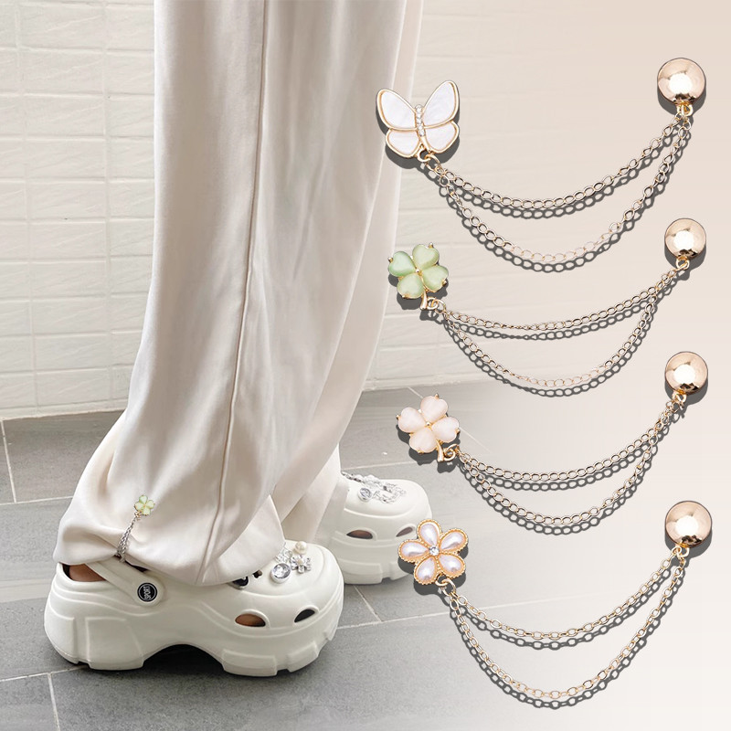 [YUNYUAN] Chân quần bướm mới Chuỗi kẹp cố định không có đường may Điều chỉnh chiều dài Hút từ tính Không cuộn quần dài và ngắn Hiện vật Áo ngắn