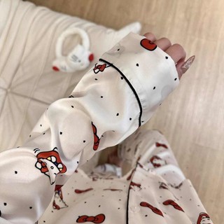 Bowknot kitty cat Phong Cách Hàn Quốc ins Bộ Đồ Ngủ Dễ Thương Nữ Xuân Thu Quần Dài Tay Mới Quần Áo Nhà Có Thể Mặc Bên Ngoài