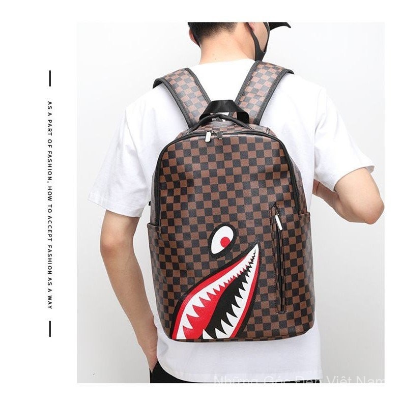 Ba lô cá mập mới bape, ba lô sinh viên graffiti độc đáo, ba lô thời trang unisex YODR