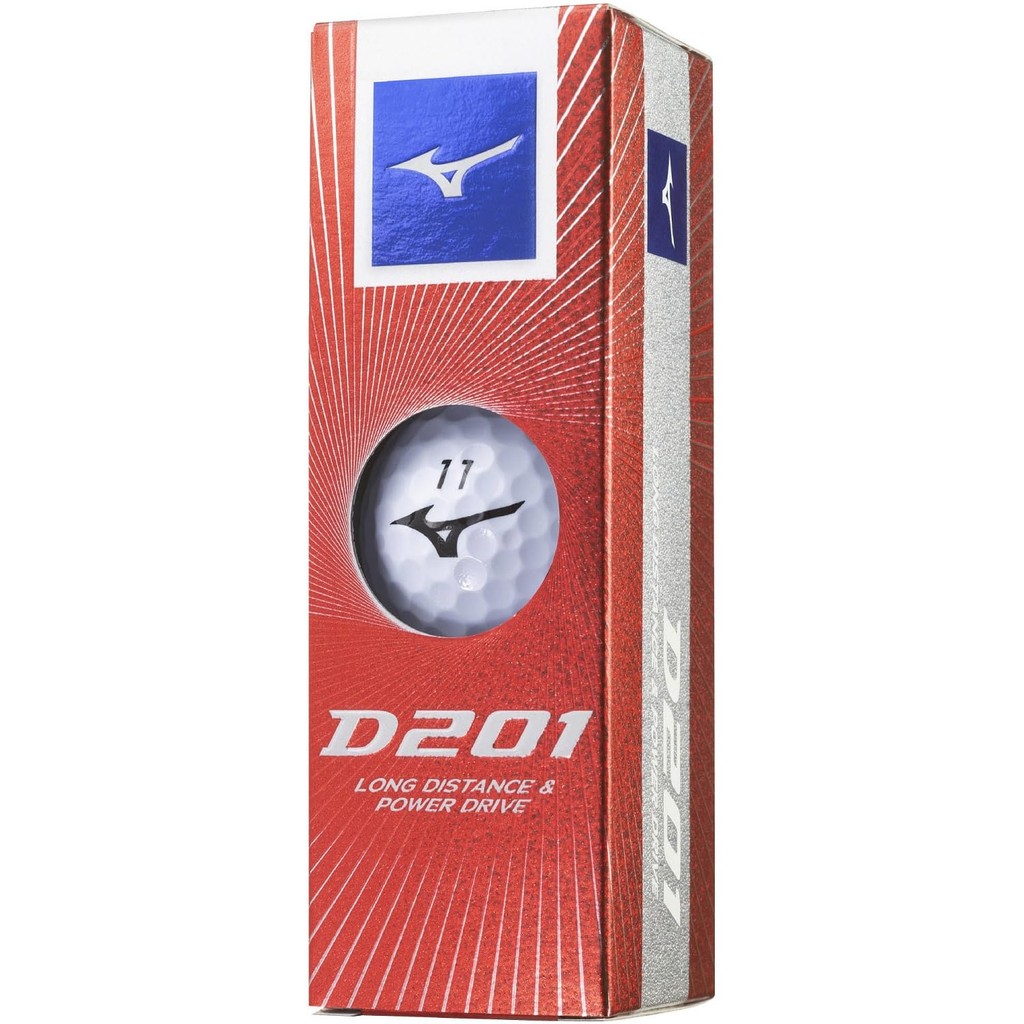 Bóng Golf MIZUNO D201 – 2 Lớp, Cảm Giác Mềm, Đánh Xa – 1 Hộp (12 Quả) – Trắng