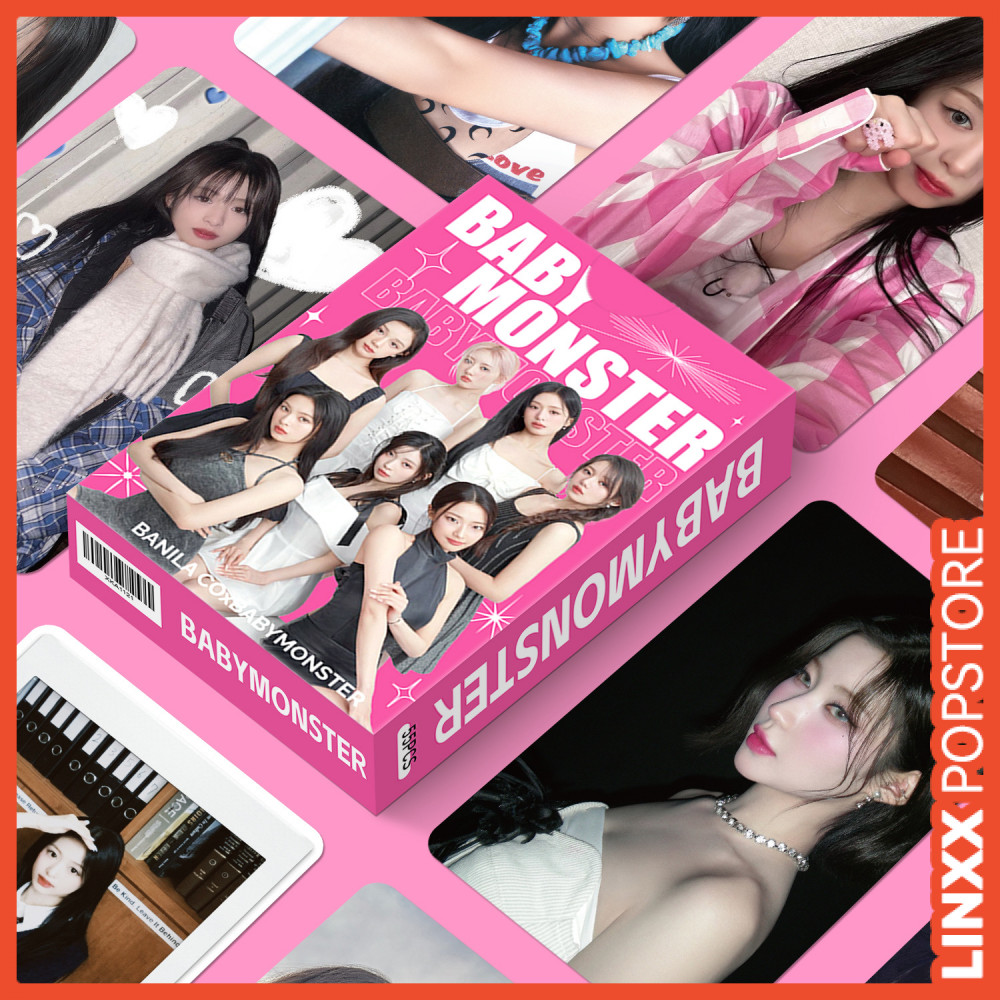 LINXX 55 Chiếc BABYMONSTER Nhóm Lomo Cards K-pop Girl Group Holographic Selfie Photo Collectible Fan Merchandise 3 inch Mini Thẻ Laser Bộ Quà Tặng