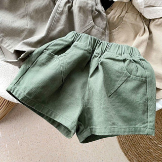 Quần short cotton mùa hè cho bé trai và bé gái, phong cách Hàn Quốc, rộng rãi, quần màu trơn thường ngày cho trẻ em