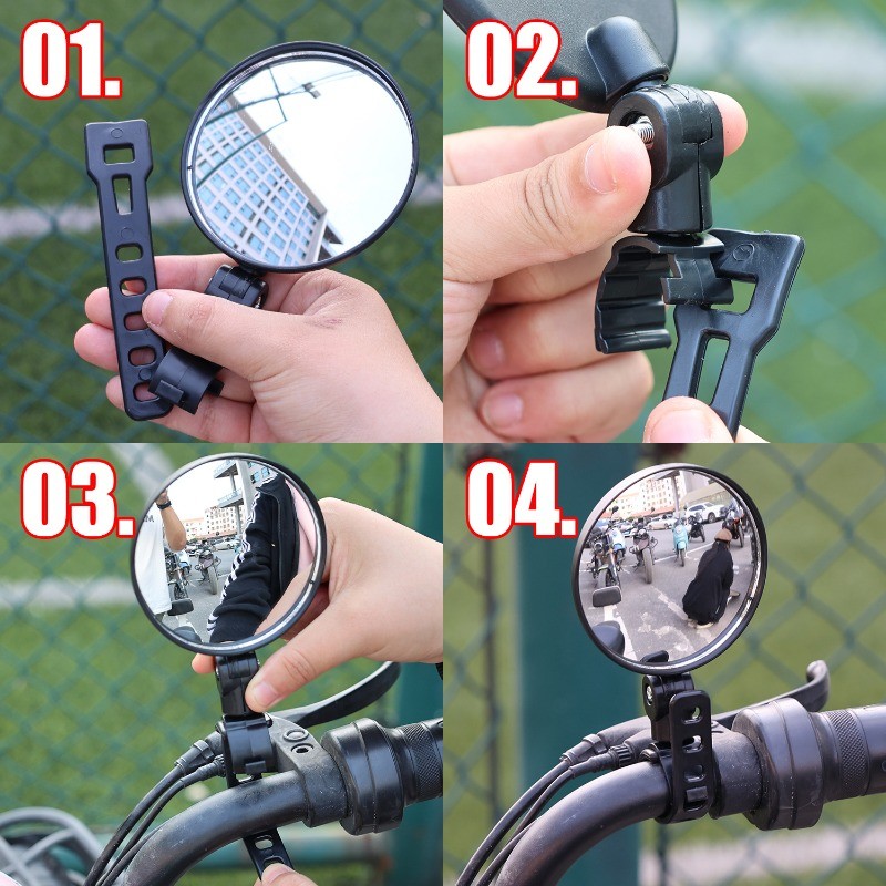 Gương an toàn quan sát phía sau xe máy - 360° Xoay có thể điều chỉnh với dây đeo khóa nhựa - Phụ kiện đa năng